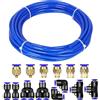 ANOMM Tubo Pneumatico PU 6mm OD 4mm ID, 10M Tubo Compressore Aria, con 14 Pcs Pneumatico Attacchi Rapidi, Blu