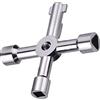 Hsthe Sea Chiave a 4 vie Chiave multifunzionale per utenze Chiave per armadio elettrico per scatola del contatore del gas dell'acqua elettrico Chiave aperta per armadio (argento)