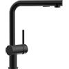 CECIPA Rubinetto Cucina Nero con Doccetta Estraibile, Miscelatore Lavello Cucina Estraibile con 2 Getto, Rubinetto a Leva Singola con Bocca Girevole a 360°, in Acciaio Inox, Nero