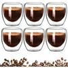 Calenxy 6 Pezzi Tazzine Caffe Vetro, Tazza Doppio Vetro 80ml Set, Lavabili Trasparenti Bicchieri per Cappuccino Strato Latte tè Macchiato Whiskey Tè Caffè per latte macchiato, lavabile in lavatrice