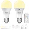 BrightArk Lampadina LED E27 Ricaricabile USB Con Telecomando, 3 Temperature di Colore Dimmerabile Lampadina Ricaricabile E27 per Luce di Emergenza Casa ed Esterni (2 Pezzi)