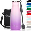 Milu - Thermo in acciaio inox da 350/500/750/1000ml/1,5L borraccia termica, a prova di perdite, a doppia parete, adatta per bevande gassate, con spazzola per la pulizia (Rosa Violetto, 350ml)