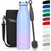 Milu - Thermo in acciaio inox da 350/500/750/1000ml/1,5L borraccia termica, a prova di perdite, a doppia parete, adatta per bevande gassate, con spazzola per la pulizia (Viola Blu, 500ml)