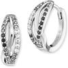 Engelsrufer Orecchini a cerchio da donna Yin Yang Infinity, in argento Sterling, con 44 zirconi bianchi a neri, chiusura a clip, senza nichel, 1 Paar, Argento sterling, Zirconia cubica