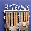 Qthrone Porta medaglie Tennis Doppio - Medagliere da Parete Tennista Inox Spazzolato - Tennis Medal Display Holder