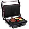 alpina Griglia a contatto - Optigrill 230 V/1000 W - Panini Grill - Multigrill per verdure, pane e carne - Griglia da tavolo con rivestimento antiaderente - Vassoio antigoccia - Nero/Rosso