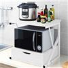 BAKAJI Scaffalatura Mobile Scaffale Porta Microonde Struttura in Metallo con Ripiano in Legno MDF e Cassetto Organizer Mensola Porta Utensili Strumenti Cucina Design Moderno 54x35x50cm (Bianco), Media