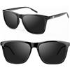 FIMOSON Occhiali da sole unisex polarizzati in alluminio, occhiali da sole vintage per uomo e donna, protezione UV400, 1 confezione, nero/grigio