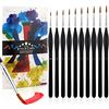The Glowhouse Fine Detail Brush Premium Set di 10 pennelli con manici triangolari, pennello in miniatura per dettagli e pittura artistica, acrilico e unghie, modelli, acquerello, guazzo, miniature, olio, personaggi