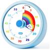 SIMQELLI Timer Visivo per Bambini da 60 Minuti, Conto alla Rovescia Silenzioso per Aula Cucina, Strumento di Gestione del Tempo Rainbow (Blu)