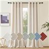 PONY DANCE Tende Soggiorno Semitrasparenti Lino 200g/m² 2 Pezzi L 140 x A 210 CM Tende per Salotto Eleganti Linen Curtains Camera da Letto Moderna con Anelli, Beige Chiaro