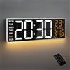 Maxstar 16 Orologio da parete digitale grande con display LED e telecomando a 8 RGB,rumori allarmi doppi,DST,temperatura,data,luce notturna per camera da letto/ufficio/soggiorno/palestra/sala giochi
