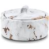 YoHyien Posacenere da Esterno da Tavolo in Ceramica, Portacenere Chiuso Antivento con Coperchio, Posacenere Antiodore per Giardino, Casa, Ufficio e Terrazza (Bianco Dorato)