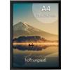 hoffnungsart Cornice portafoto in legno di pino A4, 21 x 30 cm, colore nero opaco, con vetro Plexi infrangibile, cornice sottile