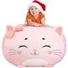 GAGAKU Copertura per pouf per bambini, 61 x 61 x 50 cm - Portaoggetti per giocattoli per la cameretta dei bambini - Organizer per peluche e coperte, velluto premium, cerniera - Kitty