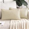 MIULEE Copricuscini Divano Camera da Letto Cuscini Arredo Salotto Decorativi Fodere Casa Moderni Morbido in Lino Bordi Federe con Cerniera Invisibile 2 Pezzi 30X50 CM Bianco latteo