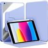 VAGHVEO Custodia Rotante per iPad 9,7 Pollici (6/5a Generazione, 2018/2017)/ iPad Air 2/ Air 1 con Portapenne, Modello Custodie a Libro Shell con Rotazione a 360 Gradi Chiaro Retro Cover, Grigio Viola