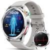 YUPENG Smartwatch ECG Uomo, 1.43 AMOLED Orologio HRV//Acido Urico/Lipidi, 24H Pressione Sanguigna, Cardiofrequenzimetro, Sonno, Chiamate, SOS, IP68 Fitness Tracker per Android e iOS
