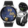 AIEK Smartwatch Uomo Donna, Cuffie Bluetooth, Orologio Intelligente Fitness con 1.43'' AMOLED, Fitness Tracker 100+ Sportive per Fascia Cardio SpO2 Sonno,Ciclo Mestruale per Android iOS (Argento)