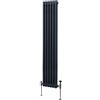 Monster Shop Radiatore Termosifone a 2 Colonne 1800mm x 292mm Moderno Centralizzato Grigio Antracite in Acciaio Inox Verticale a Parete Cucina Soggiorno Bagno Kit di Fissaggio e Spazzola Inclusi
