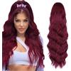 AOWVUTS Coda Cavallo Extension con Coulisse 65cm Lunga Ondulati Ricci Mossi Coda di Cavallo Sintetici Finta Capelli Posticci Extension Capelli per Donne Uso Quotidian (Rosso)
