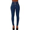 Glook Donna Jeans Vita Alta Skinny, Pantaloni Elasticizzati con 4 Bottoni, Slim Fit Comodi (M, Blu Slavato)