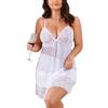 LADI TREND Lingerie sexy in pizzo taglie forti da donna con scollo a V Babydoll Teddy Chemise camicie da notte morbide spalline sottili camicia da notte in rete indumenti da notte con perizoma taglia