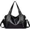 GSenhui Borsa a mano vintage City Bag Tote Bag da donna grande borsa a tracolla in pelle PU tinta unita stile punk borsa a tracolla Slouchy marrone per scuola viaggi, B1 nero
