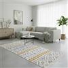 Jimri Fashion4Home Tappeto a pelo corto, boho Kelim, per soggiorno, camera da letto e cucina, per corridoio, cameretta dei bambini, grigio chiaro e oro, 80 x 150 cm