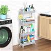 SOLEJAZZ Carrello portaoggetti a 4 livelli scorrevole estraibile Carrello portaoggetti mobile per scaffali per cucina, bagno, lavanderia, camera da letto, plastica, grigio