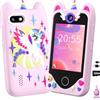 Yosfeng Teléfono inteligente para niños regalos para niñas, regalo de cumpleaños de Navidad para niños de 3 4 5 6 años, juguete para teléfono celular con visualización táctil, cámaras duales (Rosa)