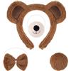 GWAWG Set di 4 pezzi per costume da orso, fascia per orecchie morbide, naso, papillon e coda, accessori per travestimento carino orsetto bambini adulti per Halloween, carnevale, giorno mondiale del