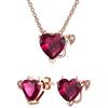 Bling Jewelry Set di gioielli romantico con collana a cuore diavolo in zirconia cubica rossa AAA CZ, orecchini a perno e ciondolo per donne e adolescenti, placcato oro rosa in argento sterling .925.