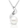 Planetys - Collana in oro bianco 9 carati (375/1000) perla coltivata e diamante - lunghezza 42-45 cm, Perla, Diamante