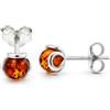 SilverAmber Jewellery Noda - Orecchini a lobo in ambra baltica color cognac e argento sterling, stile Art Déco, Pietra, Ambra