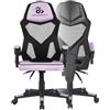 Newskill Sedia da gioco Eros in tessuto traspirante, schienale in rete, sedia da scrivania, braccioli fissi, regolabile in altezza, ergonomica, poggiatesta integrato, fino a 150 kg, colore viola