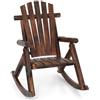 FANTASK Sedia a dondolo in legno massello, rustica, con schienale alto e rete a doghe, per giardino, terrazza, balcone