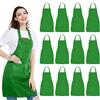 NOBONDO, Confezione da 12 grembiuli da cucina con pettorina, unisex, colore verde, con 2 ampie tasche, lavabili in lavatrice, per cucina, artigianato, barbecue, pittura