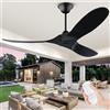 OUENGK 178cm Ventilatore da esterno grande a soffitto senza luce, ventilatore da soffitto nero con telecomando, ventilatore da soffitto moderno in legno con motore dc reversibile per casa