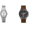 Fossil Orologio Decker Uomo, movimento cronografo al quarzo, cassa in acciaio inossidabile da 44 mm con cinturino in pelle, CH2885 & Orologio Colleague da donna, movimento al quarzo