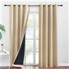 PONY DANCE Tende oscuranti 100% - Tenda per riduzione del rumore, isolamento termico, anti freddo, con occhielli, per camera da letto, casa, giallo, beige, larghezza 140 x 240 cm, confezione da 2