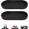 XINSUO 2 Pezzi Ovale Vassoio in Resina,25 * 11 cm Vassoio Portaoggetti da Bagno in Resina,Assoio Portaoggetti per Bagno Facile da pulire（Nero, silicone）