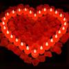 PLLYPE 24 candele a forma di cuore a forma di cuore, senza fiamma, con 2000 petali di rosa, per fidanzamento, matrimonio, matrimonio, matrimonio