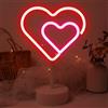 Aslanka Luce al neon a doppio strato a forma di cuore, luce LED per camera da letto, luce notturna, funzionamento a batteria o USB, per compleanni, feste, soggiorno, tavoli da pranzo, bambini, regali