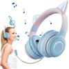 Generic Cuffie wireless con orecchie di gatto, pieghevoli, con microfono e controllo del volume, eleganti cuffie stereo per ragazze e donne, perfette per smartphone e