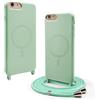 CUZZCASE Cover Compatibile con iPhone 6/iPhone 7/iPhone 8(4.7),Cover Magnetica[Compatibile con MagSafe],Bumper con Laccio,Regolabile Lanyard TPU Corda Silicone Case-Erba Verde