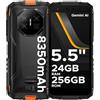 DOOGEE Fire 3 Ultra Rugged Smartphone, 8350mAh Android 15, Unisoc T7200 Octa Core, 5.5 IPS HD+ Display, 24GB+256GB, 16MP+20MP, Octa Core, Widevine L1/Fingerprint ID/Face Unlock/NFC- Arancia