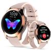 LUNIQUESHOP Round 2 Orologio Collegato Donna Telefono| Supporto Vocale| Smartwatch Touch Piccole Dimensioni Rotonda| Frequenza Cardiaca, Sonno| Orologio Intelligente Android iOS (Rosa)