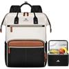 MATEIN Zaino PC 15,6 Pollici con Borsa Termica Porta Pranzo Rimovibile, Zaino Lavoro Donna Antifurto per Insegnanti e Infermiere, Multitasche Zaini da Viaggio Aereo per Ufficio, Università, Beige kaki
