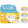 Gillette Venus Pro ComfortGlide - Lame da donna profumate al cocco con crema idratante Olay, 3 cartucce di ricambio per rasoio, manico in metallo riutilizzabile